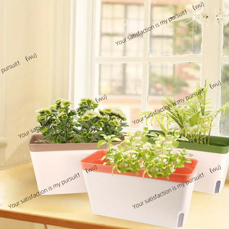 Indoor Herb Garden Kit - Self-Watering Windowsill Planter Kit: Modern Plastic