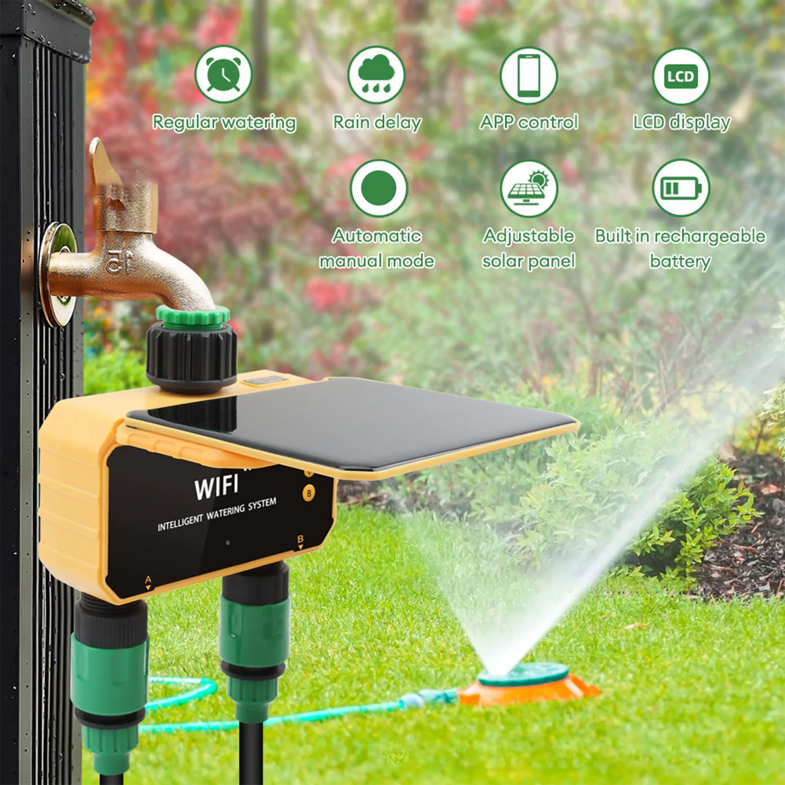 Smart Garden Timer - Solar WiFi Smart Irrigation Timer Rain