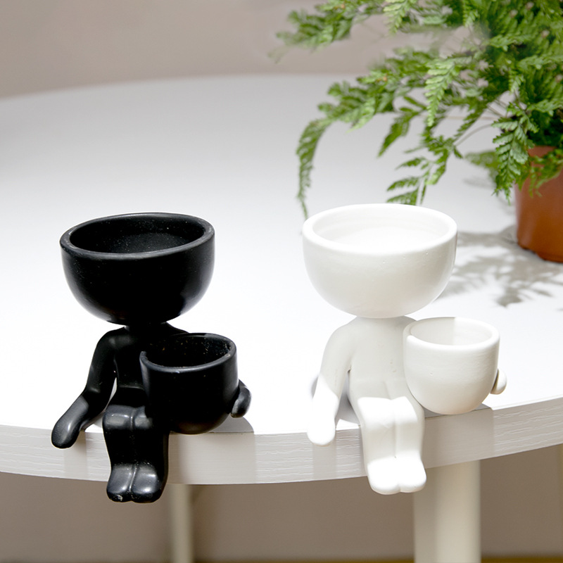 Indoor Herb Garden Kit - Humanoid Ceramic Flower Pot Creative Office