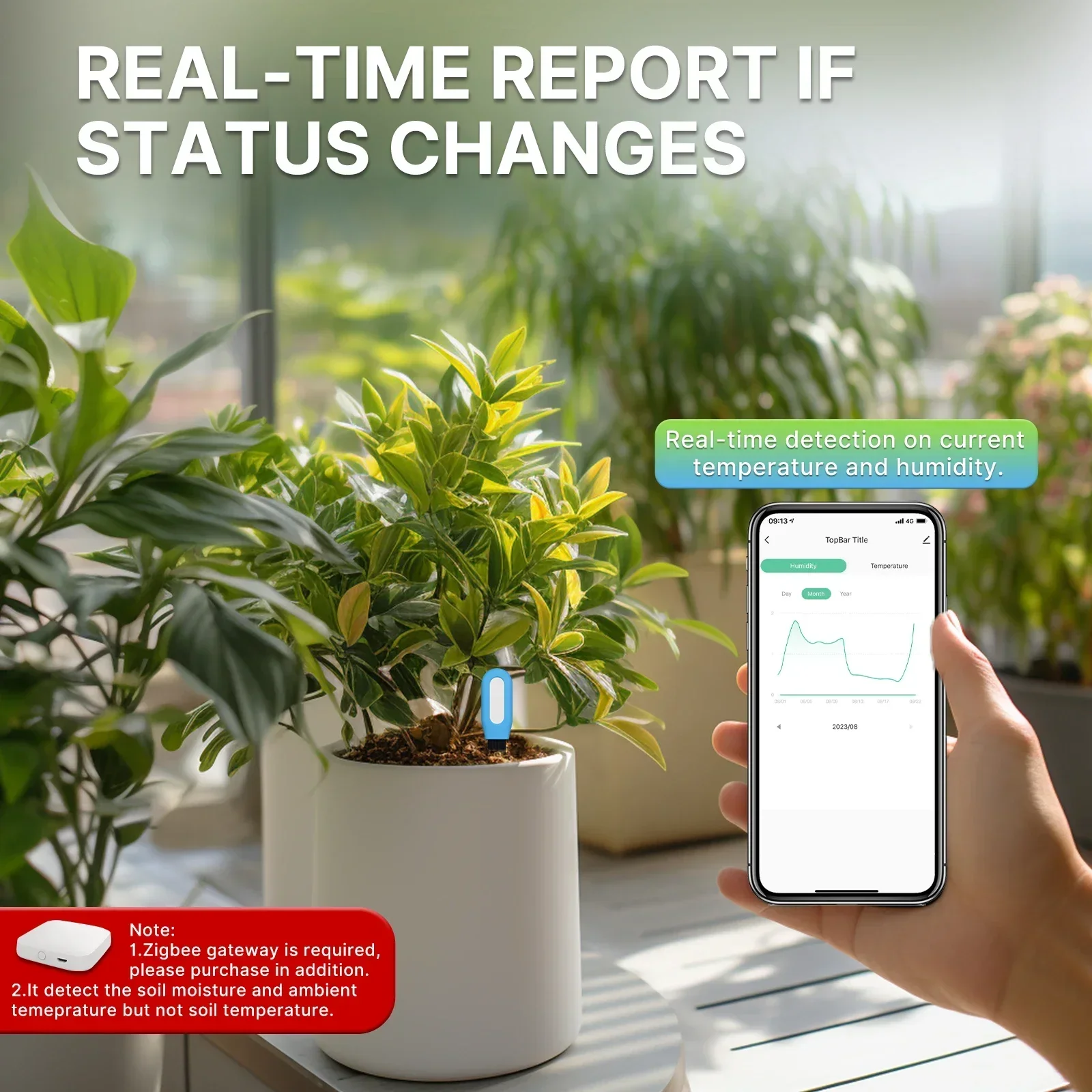 MOES Smart ZigBee Soil Tempera - огляд і ціна Smart Garden Moisture Sensor